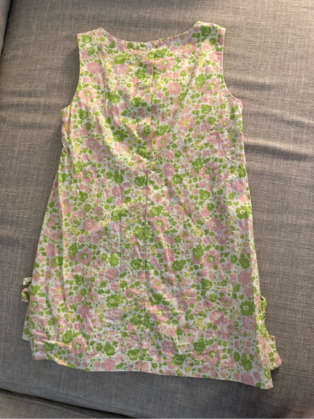Girls Pink & Green Floral Shift Dress with Lace Trim - Peggy Green